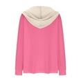 thumbnail image 5 of 2024 Autumn/Winter Women's Solid Color Hooded Button Loose Color Combination Long Sleeved Hoodie Women Lace Womens Top plus Size Summer Short Sleeve Tops for Women plus Size V Neck Blouse plus Size, 5 of 5
