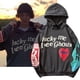 thumbnail image 3 of Sudadera con estampado de letras y grafiti de terciopelo para hombre, forro polar Harajuku, 3 of 5
