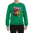 thumbnail image 2 of Wild Bobby, Cute Colorful Rainbow Cat Animal Lover Unisex Crewneck Graphic Sweatshirt, Kelly, Medium, 2 of 3