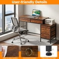 thumbnail image 3 of 51" Computer Desk with 5 Drawers & Printer Stand, Writing Desk for Home Office, Rustic Brown, 3 of 9