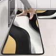 thumbnail image 2 of Kitchen Rugs Sets Of 2,Black White Marble Gold Wave Pattern Anti Fatigue Kitchen Mat Rugs Non Slip Washable,Decorative Kitchen Floor Mats for Kitchen,Sink,Laundry,17"x47"+17"x47", 2 of 5