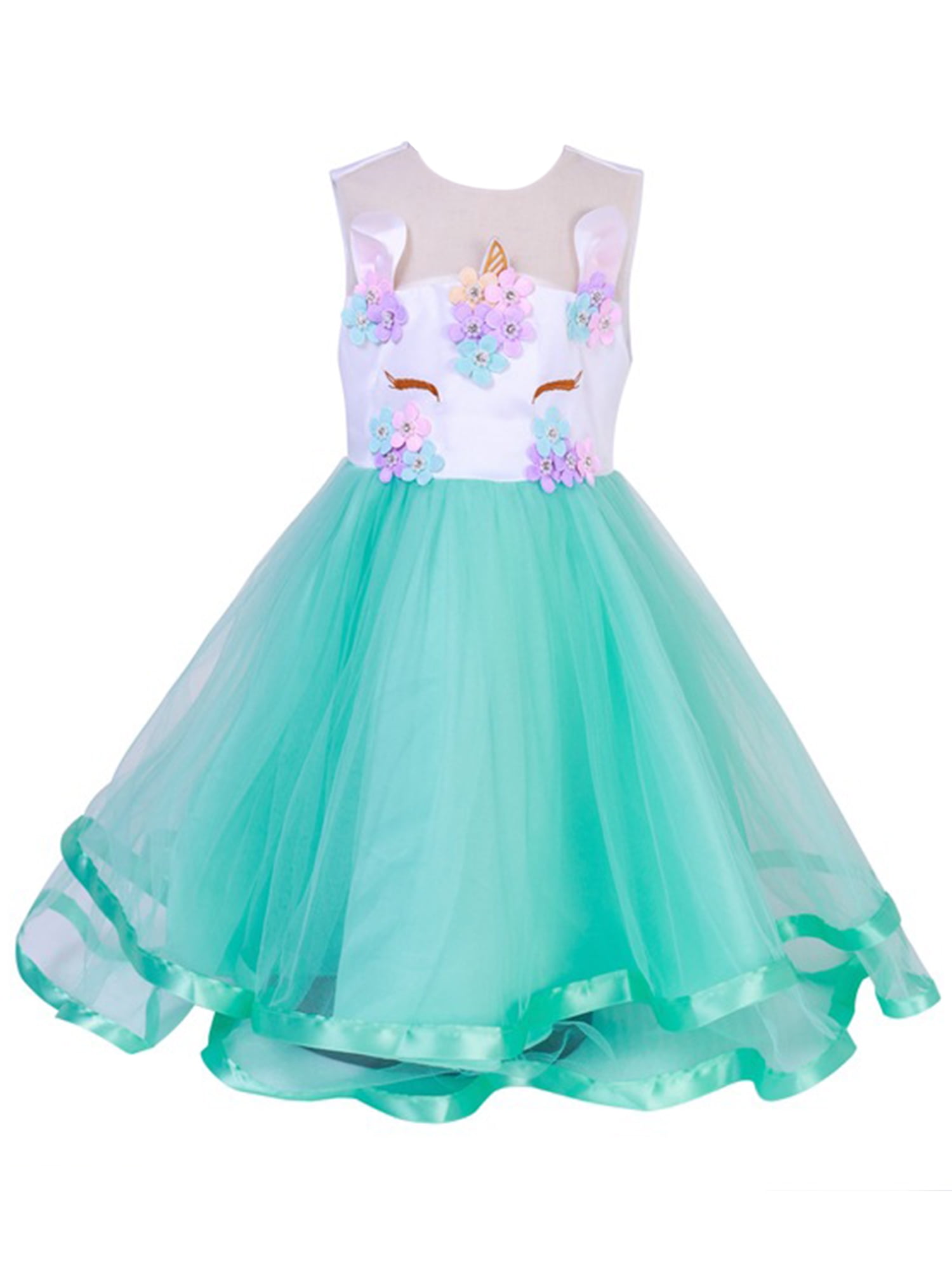 Unicorn Princess Dress Tutu for Kids Girls Wedding Pageant Communion Party Gown 
