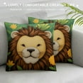 thumbnail image 3 of COMIO Cartoon Jungle Animal Throw Pillow Cover Lion Safari Decorative Pillow Cover Animals Cushion Case for Nursery Classroom School Bed Sofa Couch, 3 of 5