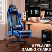 GTPLAYER Gaming Chair Office Chair PU Leather with Footrest&Adjustable Headrest,Blue