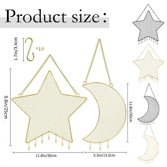 A Home Jewelry Storage Rack 1Pc Earring Wall Holder Hanging Jewelry Storage Organizer Metal Grid Star And Moon Shape Jewelry Rack For Ladies And Girls