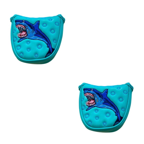 Wosthever Golf Mallet Putter Head Cover Cierre Bordado para Palo de Golf Premium y Duradero Media Redonda - Sea Blue Shark Media caña - Tiburón azul marino 2piezas