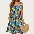 thumbnail image 5 of Axiiglly Beach Dress for Women Flowy Sleeveless Tank Dress Floral Print Summer Dresses Casual Swing Loose Sundress A line Vacation Hawaiian Mini Dress with Pockets, 5 of 6