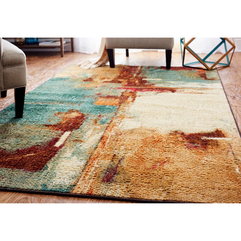 Mohawk Home Strata Aqua Fusion Contemporary Abstract Printed Area Rug