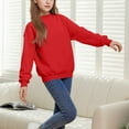 thumbnail image 6 of BLVB Girls Crewneck Sweatshirts Kids Casual Long Sleeve Loose Tops Fall Comfy Lightweight Cute Pullovers 5-15 Years, 6 of 7