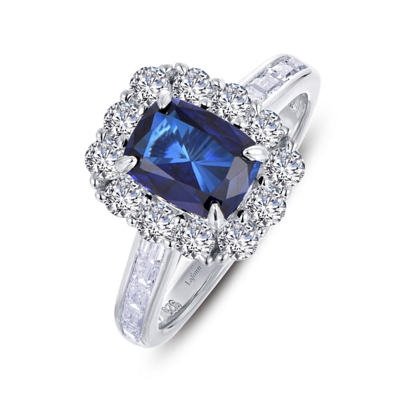 Lafonn Classic Sterling Silver Platinum Plated Sapphire Ring (4.06 CTTW)