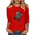 thumbnail image 2 of PNTUTB Women's 3/4 Sleeve Western Style Printed Casual T-shirt, 2 of 6