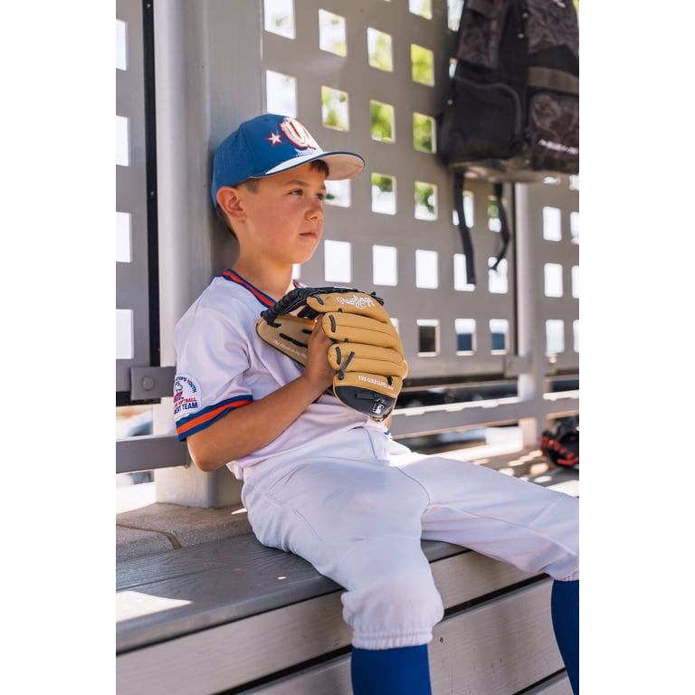 Rawlings Playmaker Series Youth Baseball Glove, Camel/Navy, 11.5