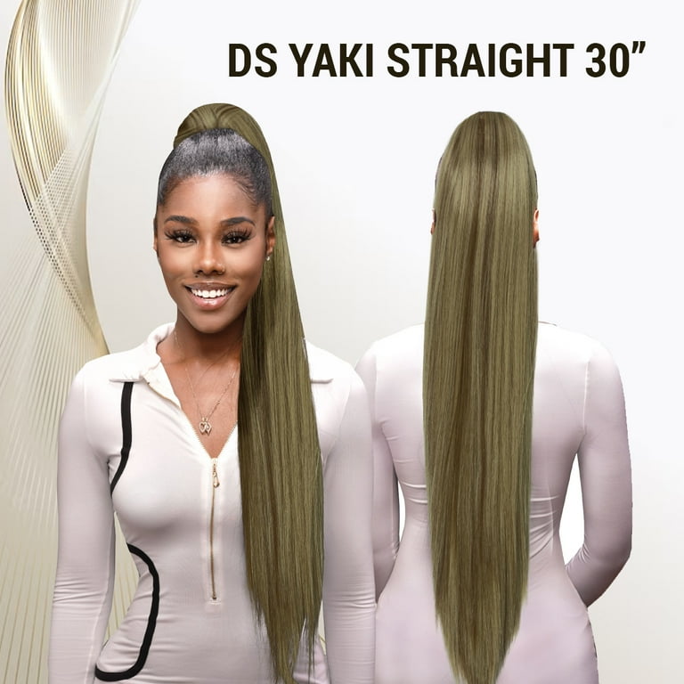 Ebo Premium Destiny Yaki Straight Drawstring Ponytail Hair 30 inch 1B Off Black