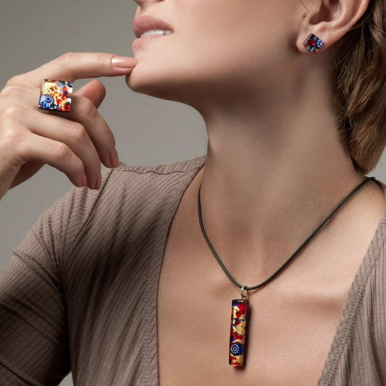 Romantica Green Murano Glass Earrings Genuine Venice Glass