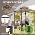 thumbnail image 3 of Magic Union 8'X8' Grill Gazebo Canopy - Heavy Duty Steel Frame, Double Tiered Grill Canopy for Outdoor Grill W/Shelves, Ceiling Hooks and Ground Stakes, Patio Canopy Tent BBQ Gazebo for Backyard, 3 of 9