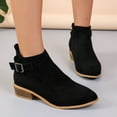 thumbnail image 4 of Tuphregyow Women's Suede Lace Up Ankle Boots with Hidden Flat Base Comfortable Flat Base Booties Black 37, 4 of 8
