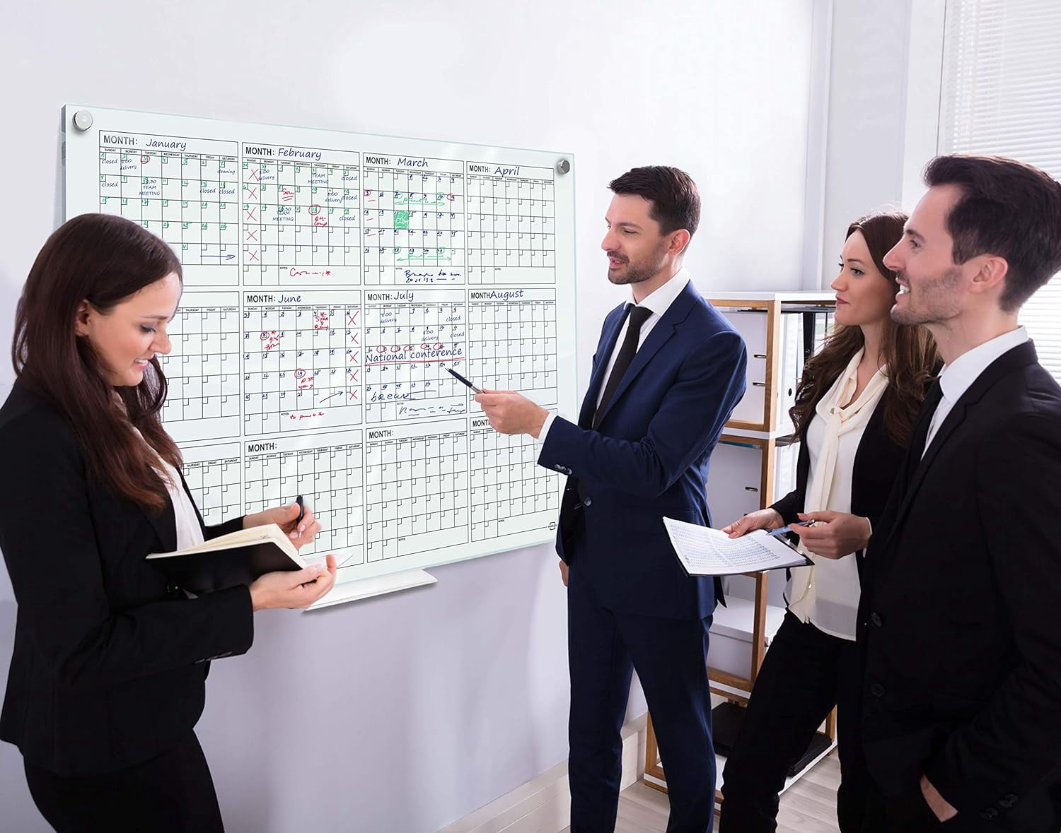 Yearly 34"x46" Glass Whiteboard Calendar Planner White Board 12 Month Dry Erase Calendar for Wall Glass Calendar Whiteboard Large Wall Calendar