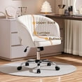 thumbnail image 5 of Wubio Home Office Chair Velvet Desk Chair, Upholstered Modern Swivel Chair with Tufted Barrel Back, Rolling Wheels for Office, Study, Vanity-Cream, 5 of 11