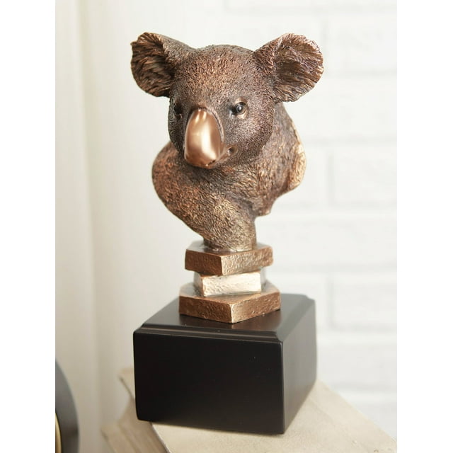 Exotic Australian Koala Bear Head Bust Statue In Bronze Electroplated Finish