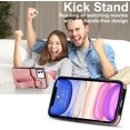 thumbnail image 3 of Design for iPhone 11/Eleven Phone Case with Screen Protector Adjustable Wrist Strap Kickstand Credit Card Slot Slim Shockproof Hybrid Rugged Protective Cover for iPhone11 Women 6.1" Rose Gold, 3 of 14