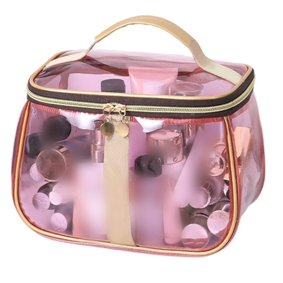 Large Capacity Portable Retro Vanity Makeup Organizer for Transparent Toiletry Storage Ideal for Travel and Everyday Use