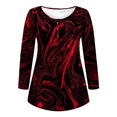 thumbnail image 4 of ICHUANYI Liquidación Blusa casual de manga larga con botones abiertos y cuello redondo, ajuste holgado, plisada, blusa con estampado de Halloween ICHUANYI WER202308245491, 4 of 5