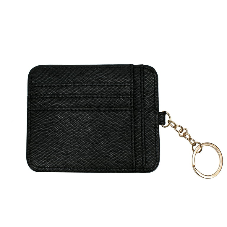 XOXO Women's Mini Black Saffiano Leather Key Card ID Coin Case