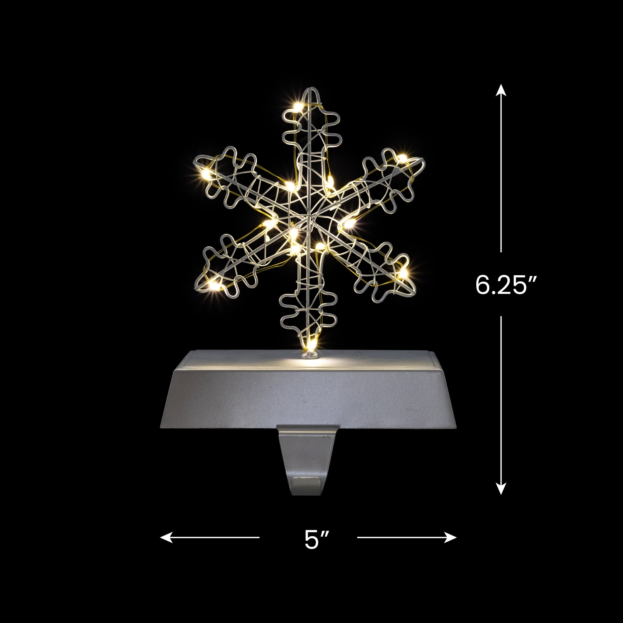 7.5" LED Lighted Silver Wired Snowflake Christmas Stocking Holder