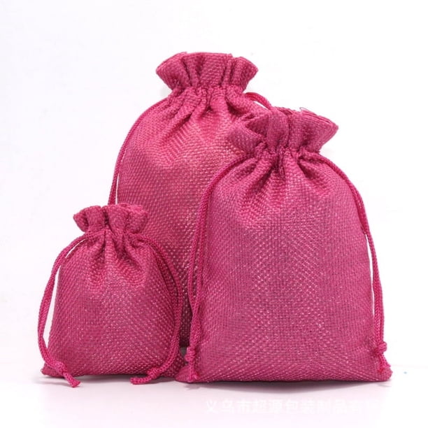 Bolsa de regalo de Navidad para guardar joyas, bolsita con cordón, bolsa de lino de imitación