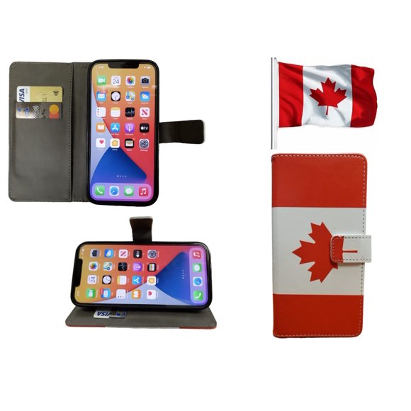 Flip Phone Case Wallet Cover PU Leather case Card Holer Canada Flag Design for Samsung Galaxy S21 Ultra