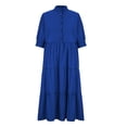 thumbnail image 3 of ZZwxWA Women's Summer Puff Sleeve Maxi Tiered Dress Casual A-Line Swing Long Shirt Dress Solid Color Womens Loose Casual Sundress, 3 of 5