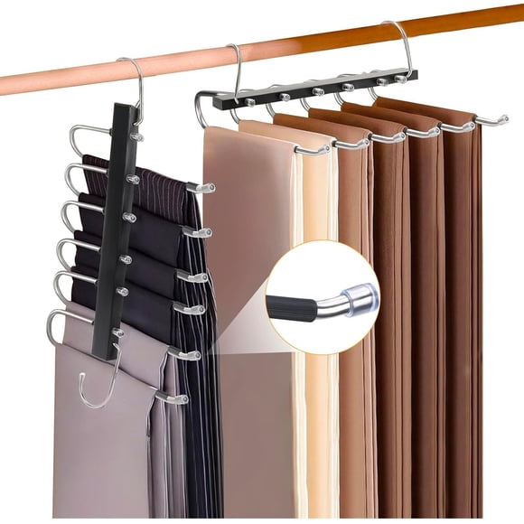 Perchas Ganchos para Pantalones, Perchas Plegables 6 en 1 de Acero Inoxidable, Percha de Acero Inoxidable en Forma de S, Organizadores De Almacenamiento para Pantalones Faldas Bufandas