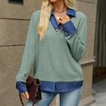thumbnail image 2 of Collared Sweaters For Women,Pullover Sweaters For Women,Sweater With Denim Trim,Knit Sweater,Women Fall Winter Tops,Casual Long Sleeve Knit Tops, 2 of 4