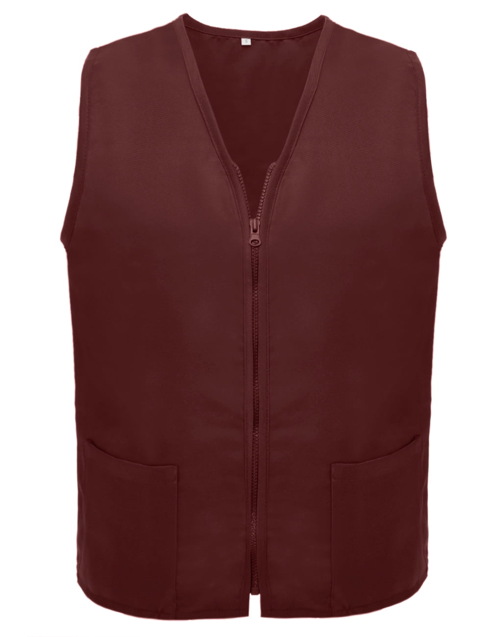 TOPTIE 5 Pack Volunteer Vest Waiter Bartender Work Uniform, Supermarket Clerk Workwear-Burgundy-2XL