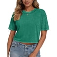 thumbnail image 2 of Sundazz Cropped T shirts for Women Oversized Vintage Cotton Tee Short Sleeve Summer Tops Casual Shirts, 2 of 8