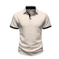thumbnail image 6 of Yifymode Men's Textured Knit Short Sleeve Polo Shirt, Contrast Collar Regular Fit Everyday Casual Top Khaki S, 6 of 6