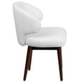 thumbnail image 3 of Comfort Back Series White Leather Side Reception Chair with Walnut Legs, 3 of 9