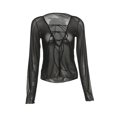 thumbnail image 5 of Qmyliery Women Simple Mesh Long-Sleeved T-Shirt with Adjustable Straps Clothing, 5 of 9