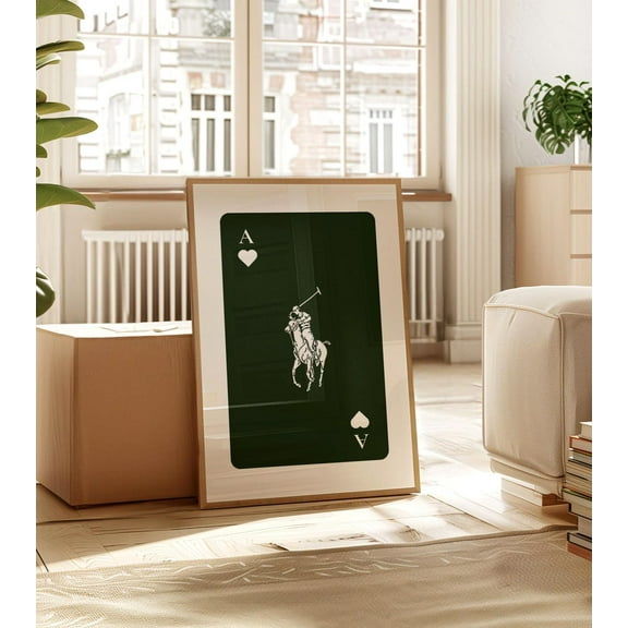 Dark Green Luxury Polo Playing Card Old Money Wall Art Retro Yacht Club Poster Illustration Vintage Magazine Poster Wall Decor Gift Idea Wall Art, Modern Wall Decor, 8x12 UNFRAMED