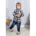 thumbnail image 2 of Younger Tree Toddler Boy Flannel Shirt Baby Long Sleeve Hooded Plaid Button Shirt Cliothes for 5-6T, 2 of 7
