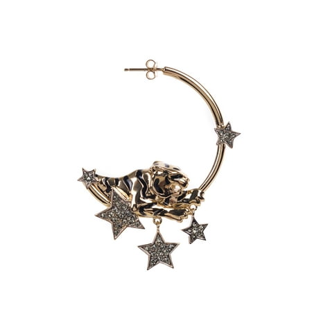 - Roberto Cavalli Women Enameled Gold Tiger Swarovski Star Post Earrings