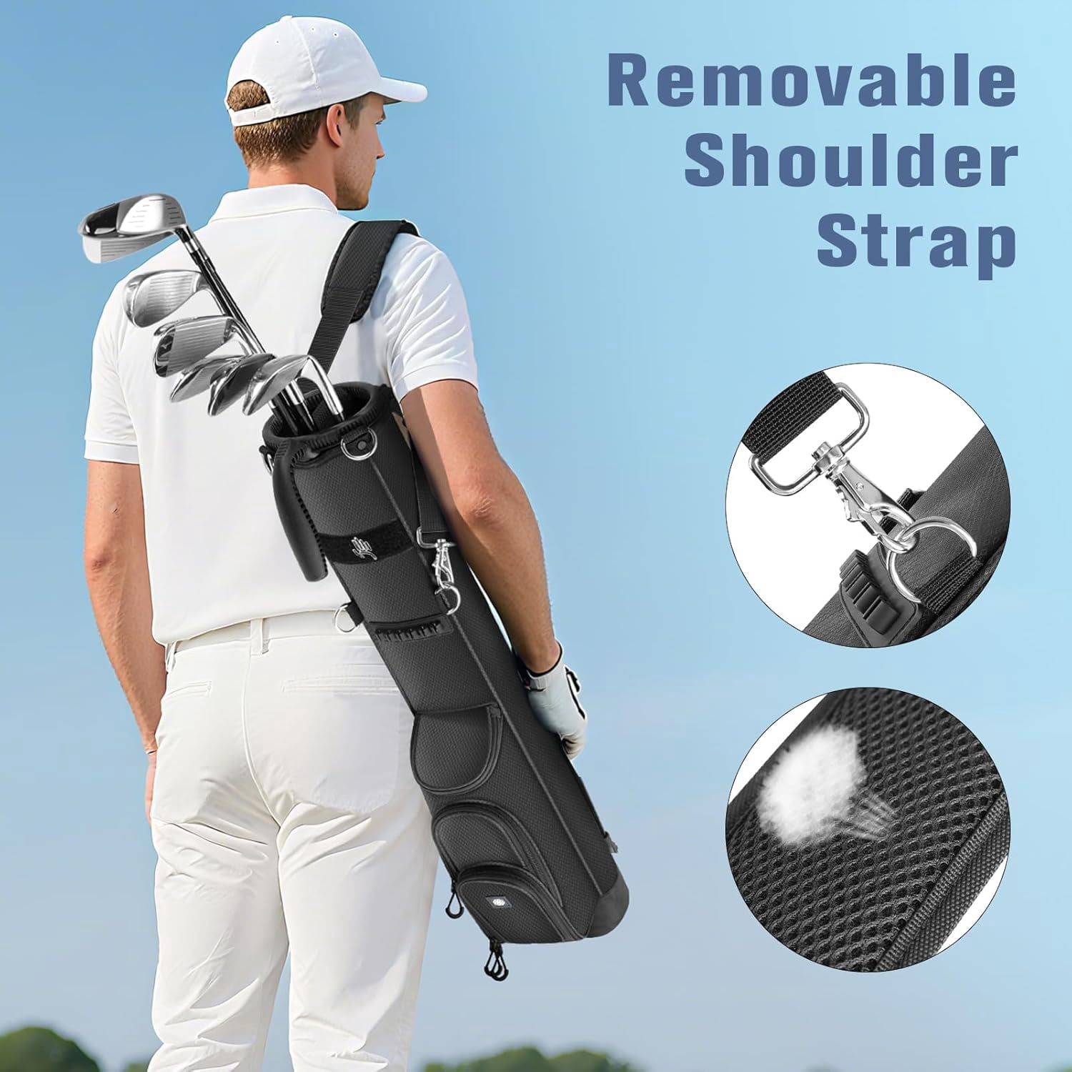 Findway Golf Stand Bag Lightweight Sunday Carry Bag with 3 Pockets for Driving Range Par 3 Executive Courses