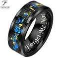 thumbnail image 1 of Black IP Tungsten Ring w/ Carbon Fiber Inlay 8mm Comfort Fit for Men Women w/ Free Engraving Options, 1 of 5