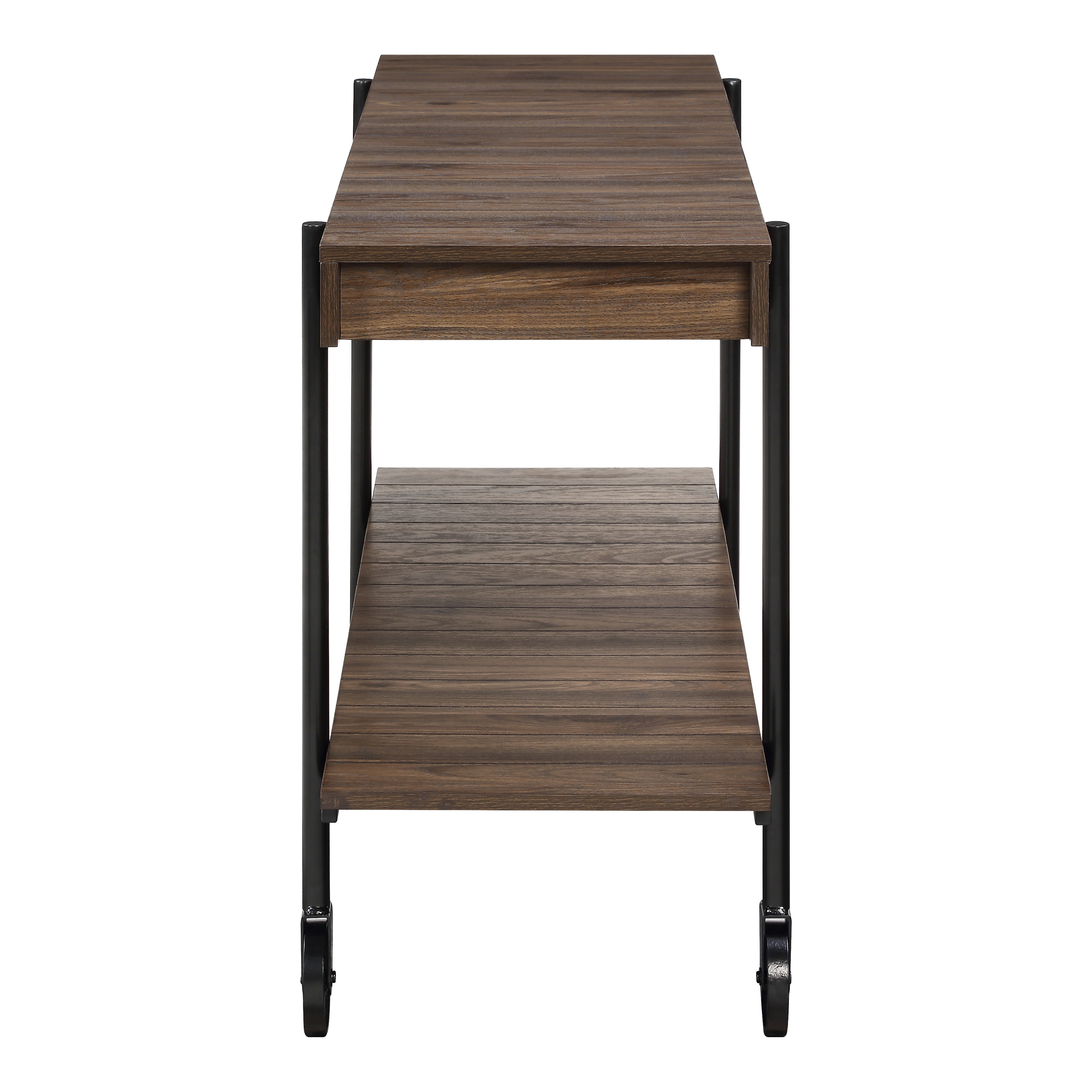 Furniture of America Russe 1-Shelf Wood Dark Walnut Sofa Table with Wheels