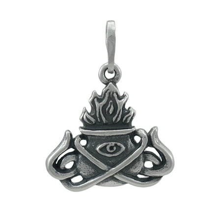 Sterling Silver Celtic Flame Cauldron Pendant Charm Wicca