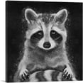 thumbnail image 1 of ARTCANVAS Raccoon Racoon Animal Black White Canvas Art Print - Size: 36" x 36" (0.75" Deep), 1 of 9