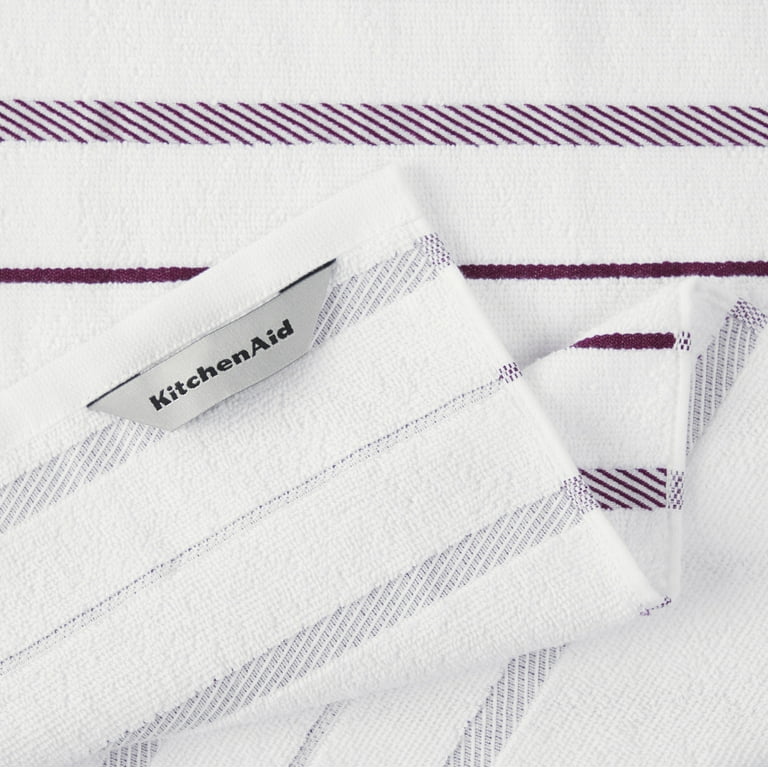 KitchenAid Albany Kitchen Towel Set, Boysenberry Purple/White, 16x26, Set  of 4 