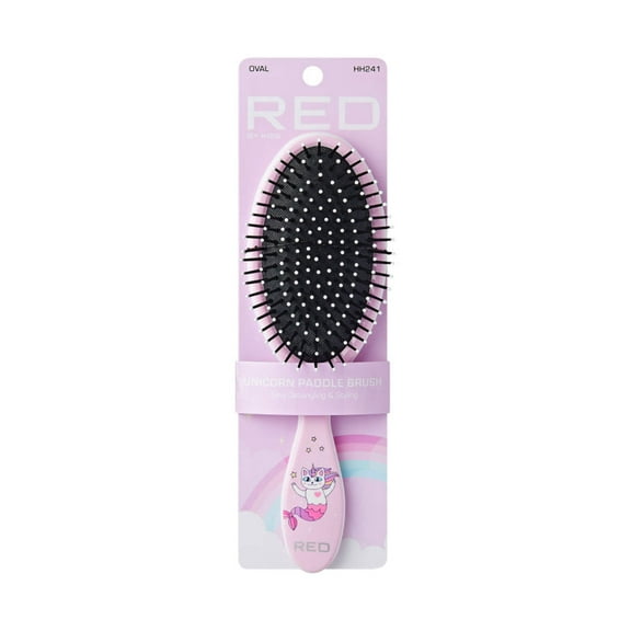 Red by Kiss Unicorn Detangler Brushes, Cute Kids Hairbrush Easy Wet Dry Hair Detangling & Styling, Scalp Massage & Smooth (Oval, Catmermaid)