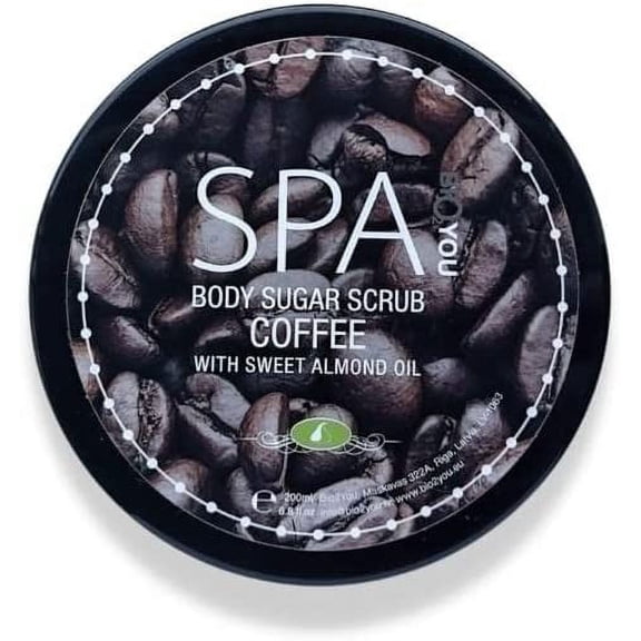 Bio2You, Body Sugar Scrub, Gently Exfoliates and Nourishes the Skin, with Sweet Almond Oil and Coffee, 200ml