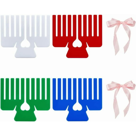 4Pcs Bow Maker Tool 4 Colors Acrylic Bow Maker Comb Bowknot Knitting Tools Hair Bow Making Tool Handmade Craft Tool for Creating Bows Wrist Corsages Gift Home Decorations